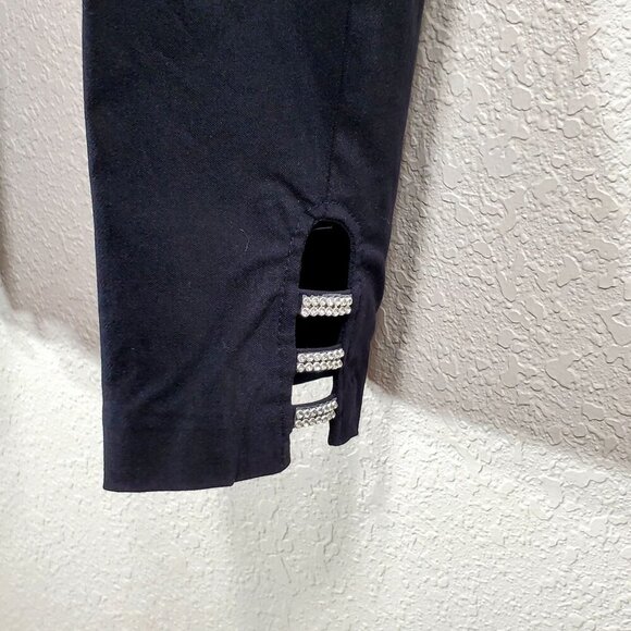 Linda Matthews Petite Black Ankle-Length Pants With Rhinestone Detail Womans PXL - Picture 7 of 11